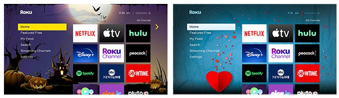 Example of holiday wallpapers on the Roku interface