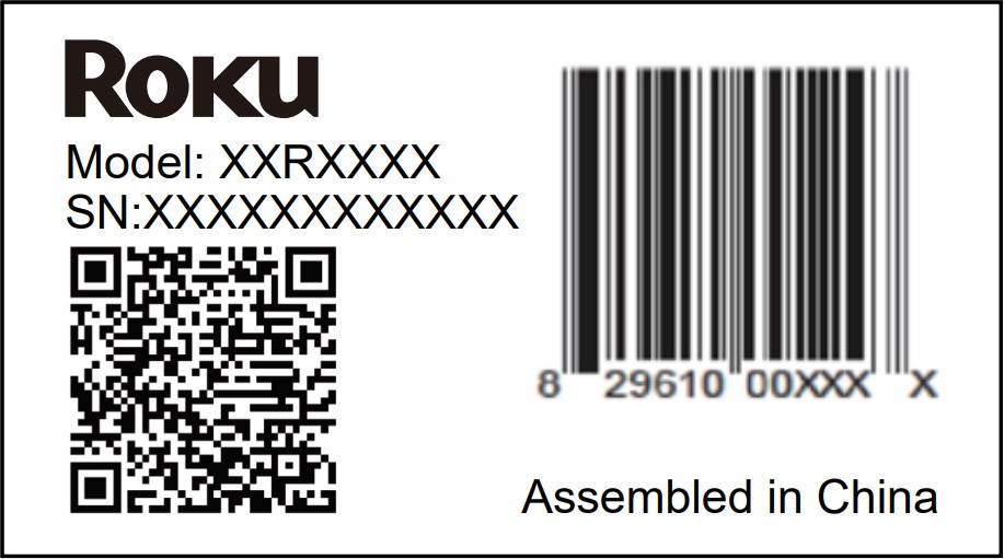 Find the serial number and device ID on the original packaging of your Roku Branded TV