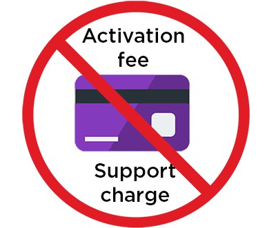 No activation fees or support charges