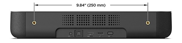 Roku streambar mounting sockets with dimensions