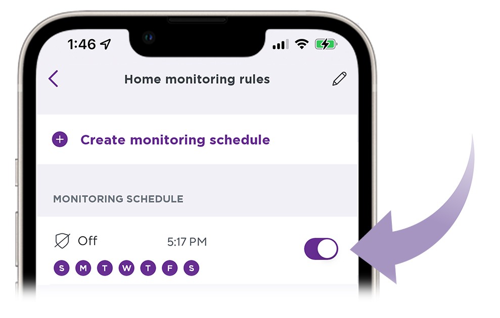 Home Monitoring Rules screen in the Roku Smart Home mobile app