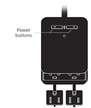 Power button locations for the Roku Outdoor Smart Plug SE