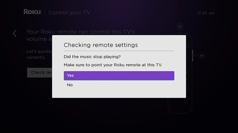 Setting up TV power and volume control - step 3