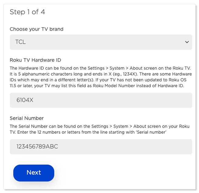 Second step to update the software on your Roku TV