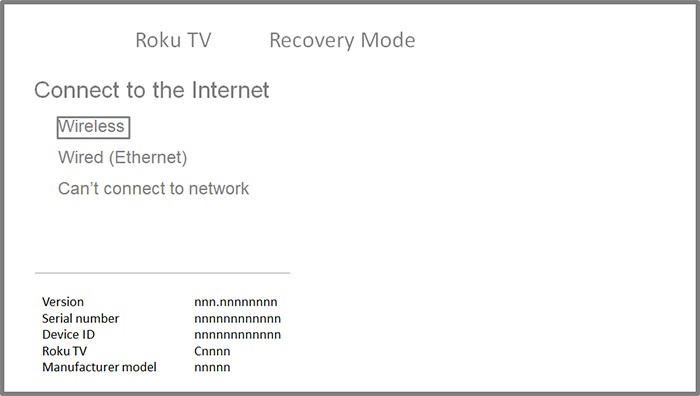 Recovery Mode screen - select your network