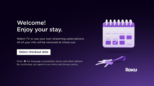 Guest Mode welcome screen with Select Checkout date highlighted