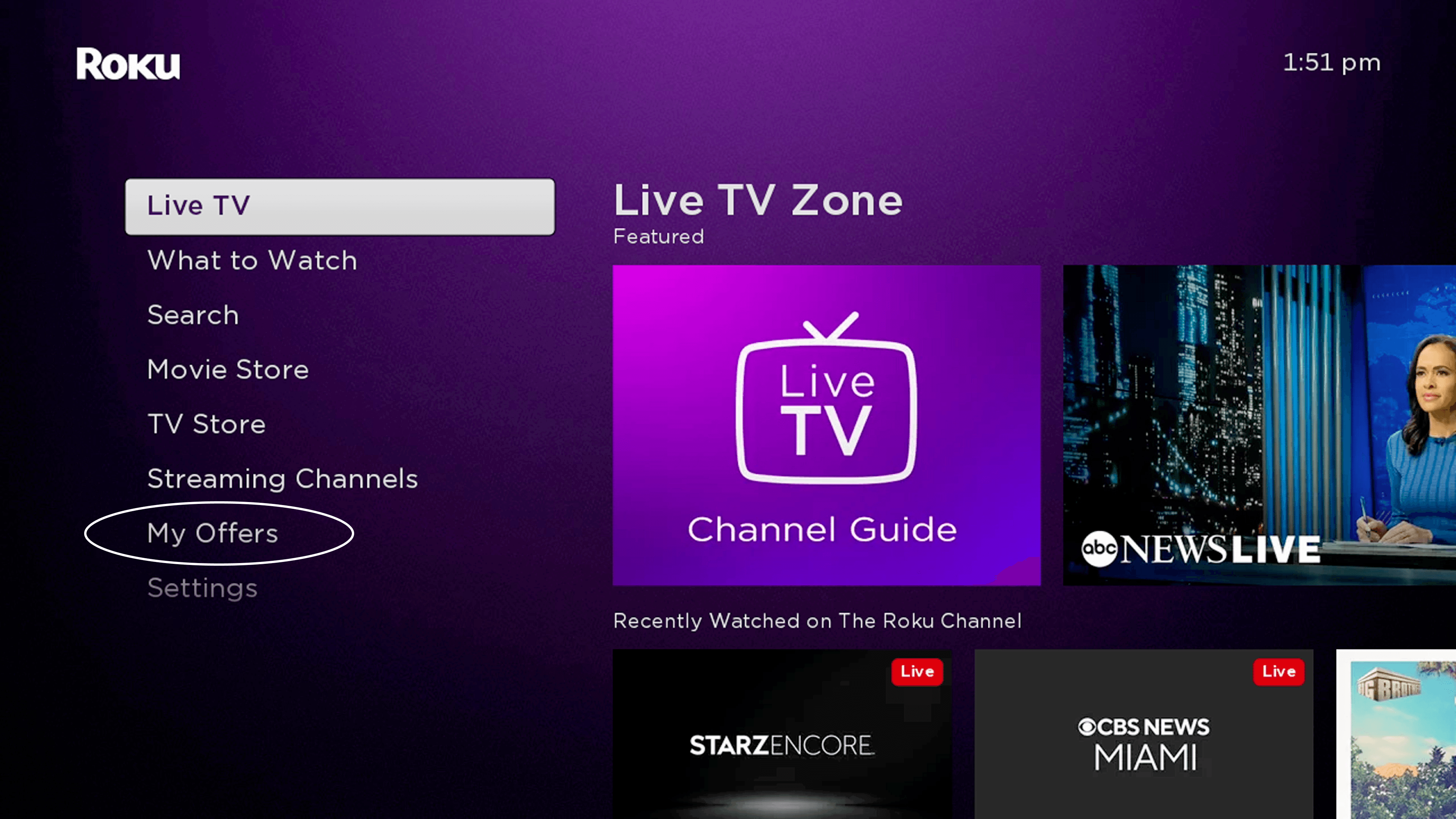 my offers on roku device