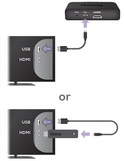 Roku setup: Connecting Roku streaming stick or roku player to usb port on TV