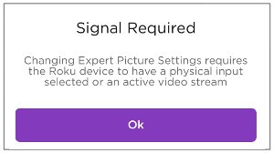 Signal Required message when chaning EPS settings on the Roku mobile app