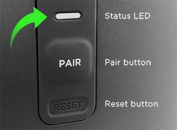 Pair button and reset button on back of Roku TV Wireless Speakers