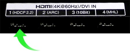 rear of AVR with single HDCP 2.2 port highlighted