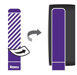 Attach the adhesive strip to the bottom of your Roku player