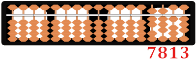 Abacus shows a 7 in the “thousands” column, an 8 in the “hundreds”, a 1 in the “tens”, and a 3 in the “ones”.